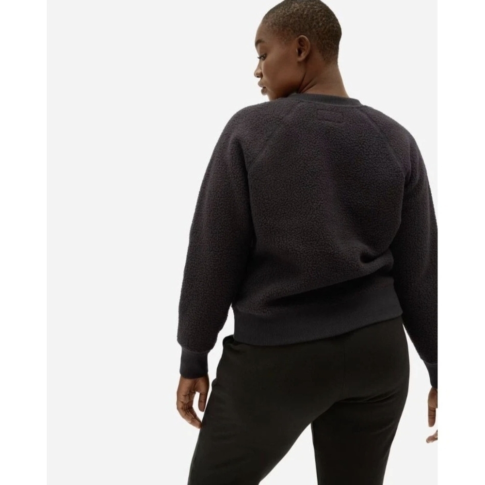 E Everlane The Renew Fleece Raglan Sweatshirt S Black Women Crew Neck Minimalist - Picture 2 of 9